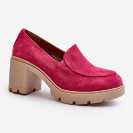Pantofi de damă din piele ecologică cu toc înalt și platformă Fuchsia Arablosa roz 1