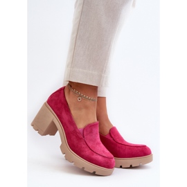 Pantofi de damă din piele ecologică cu toc înalt și platformă Fuchsia Arablosa roz 2