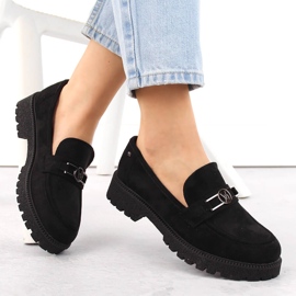 Pantofi dama din piele intoarsa, mocasini negri Potocki YQ21047 negru 1