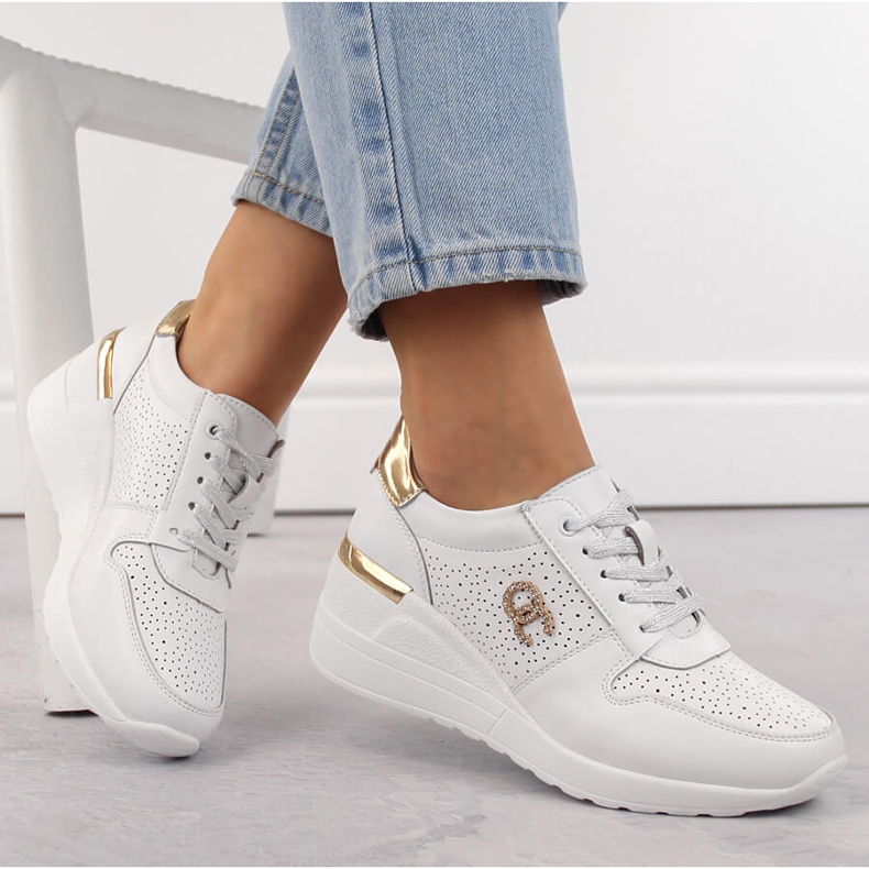 Pantofi sport de dama din piele, alb, S.Barski LR810 1