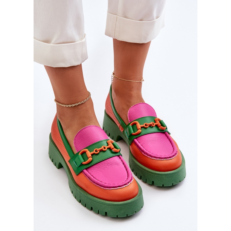 Mocasini De Dama Piele Cu Decorat CheBello 4444 Portocaliu multicolor 1