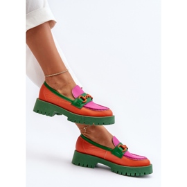 Mocasini De Dama Piele Cu Decorat CheBello 4444 Portocaliu multicolor 2