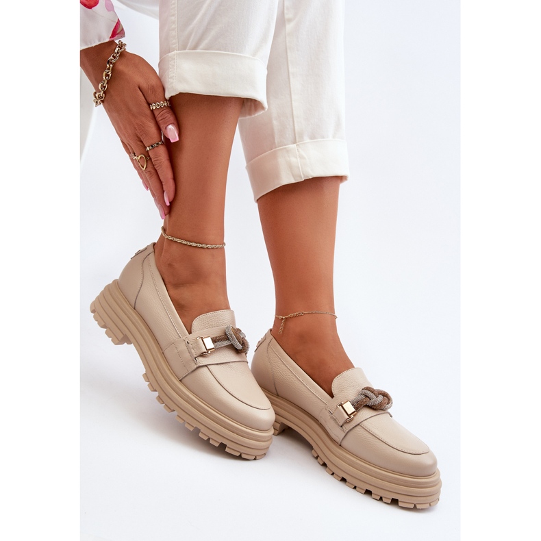 Mocasini De Dama Piele Cu Decorat Laura Messi 2780 Bej 1 Mocasini De Dama Piele Cu Decorat Laura Messi 2780 Bej 1