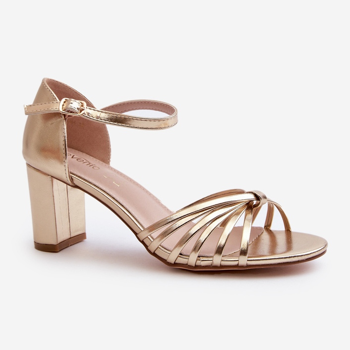 Evento Sandale de damă aurii Pyrrette cu toc înalt de aur 2