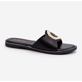 Șlapi damă cu decor, Black Cilima negru 1