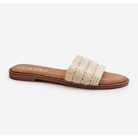 Flip-flops Damă Cu Toc Plat împletit, Radians Bej Deschis 1