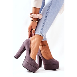 Sweet Shoes Pompe de femei din piele de căprioară pe platforma gri 3 Sweet Shoes Pompe de femei din piele de căprioară pe platforma gri 3