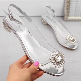 Sandale de dama transparente cu zirconi argintii Potocki WS43301 1