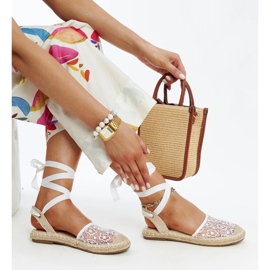 Espadrile Teha din dantela alba cu toc deschis 1