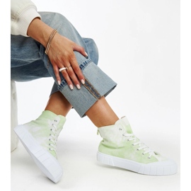 Adidași din țesătură înalți Raissa de culoare verde deschis 1