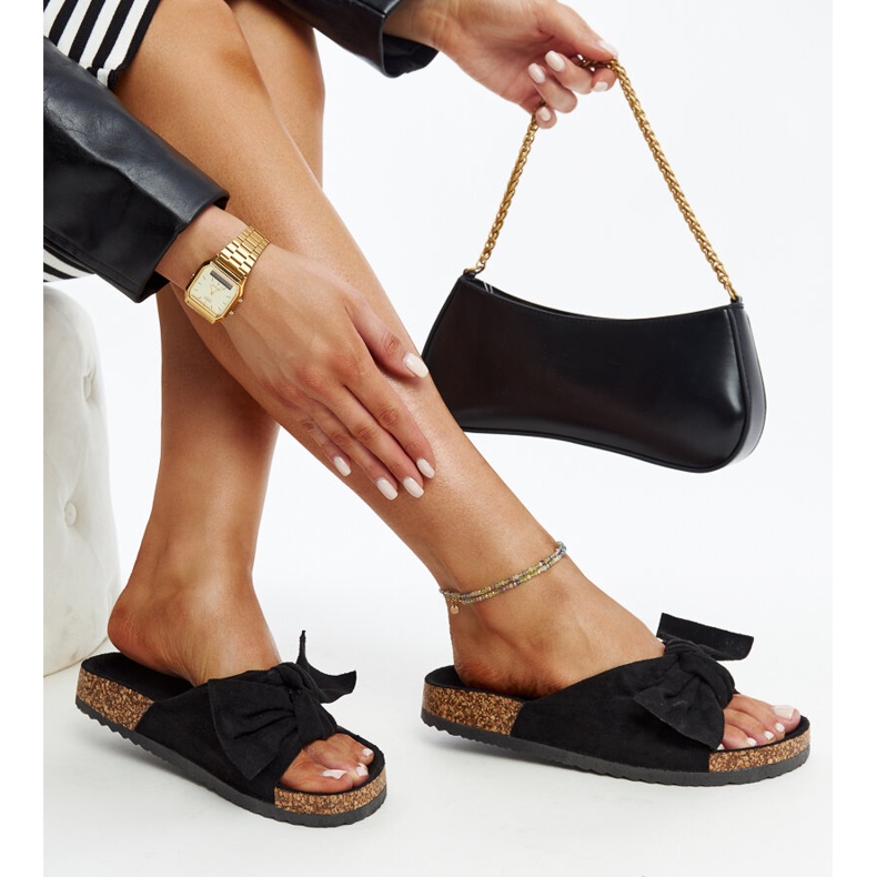 Papuci negri cu talpa din pluta Giova negru 1