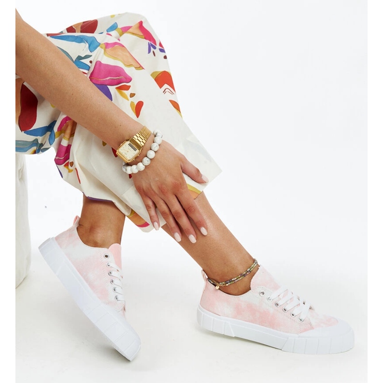 Tenisi roz din material Jerina 1