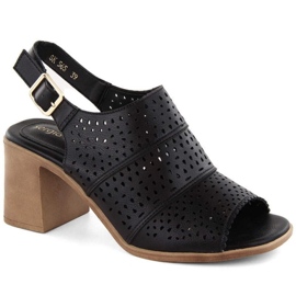 Sergio Leone W SK433A Sandale ajurate cu toc, negre negru 1