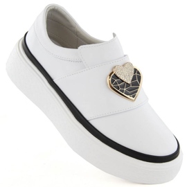 Pantofi din piele Artiker W HBH69, alb 1