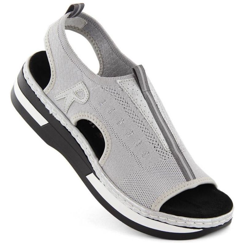 Sandale slip-on confortabile Rieker W RKR686 metalice 1