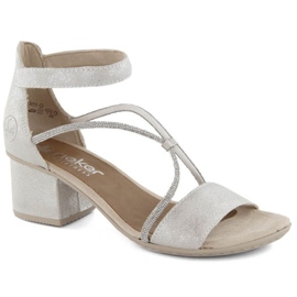 Sandale confortabile cu toc Rieker W RKR689, argintii 1
