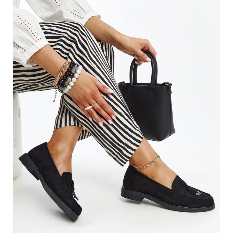 Mocasini din piele intoarsa neagra Vinceza negru 1