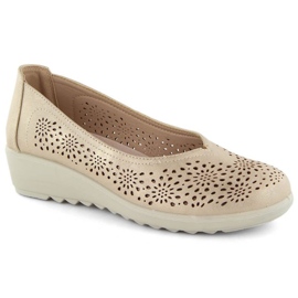 Pantofi cu pană ajurata Potocki W WOL238 auriu de aur 1