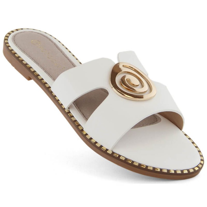 Slapi cu toc mic Potocki W WOL234B, albe 1