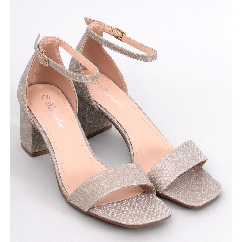 Sandale cu toc Meghan Gold de aur 1