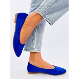 Balerini cu branț din piele Keys Sky Blue albastru 1