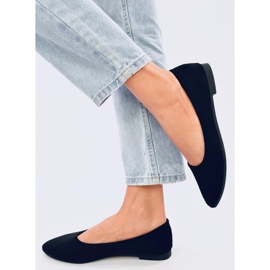 Balerini cu inserție din piele Keys Black negru 1