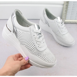 Pantofi sport comozi de dama din piele, alb, S.Barski LR725 1