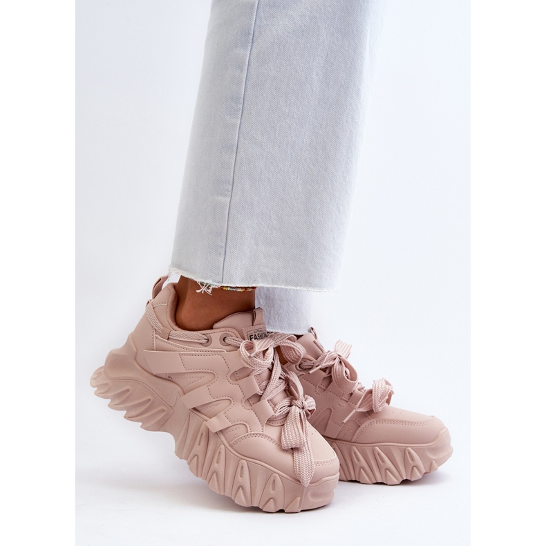 Pantofi de damă pe talpă groasă, Ellerai roz 2