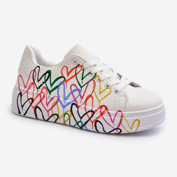 Pantofi de damă cu inimioare alb Claral 1