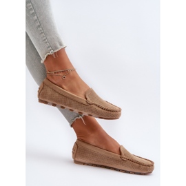 Mocasini de dama din piele intoarsa Bej Inchis Ranica 2