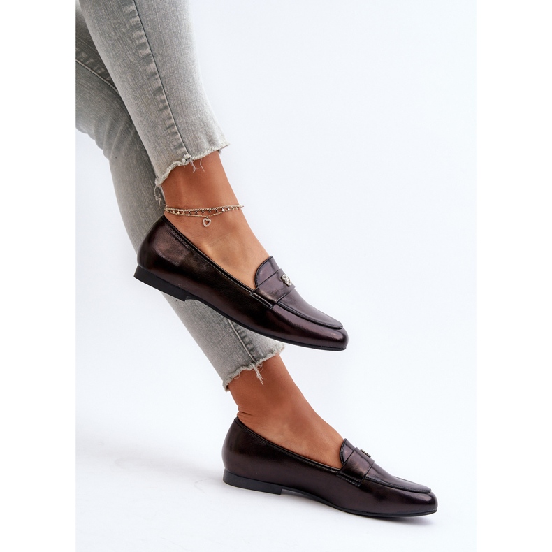 Mocasini de dama cu toc plat negri Sylvaine negru 1