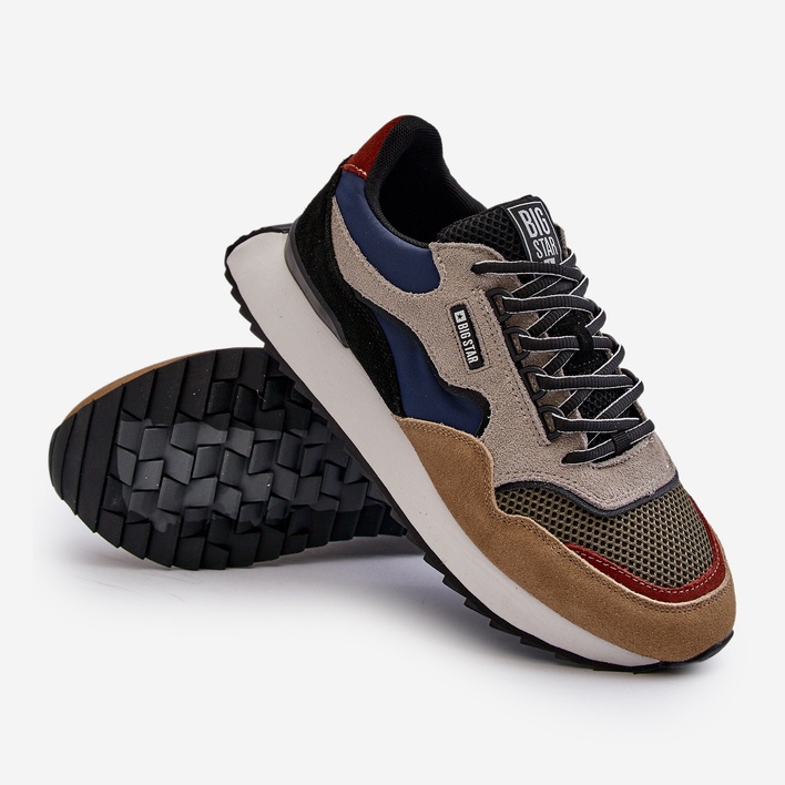 Pantofi bărbați Big Star NN174320 Memory Foam System Bej-Albastru 2