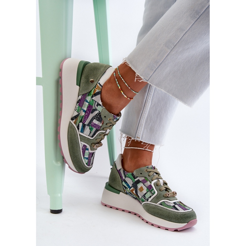 Pantofi de damă din piele pe platformă Maciejka 06390-09 Celadon verde 1