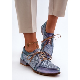 Pantofi Damă Cu șireturi Piele Naturală Maciejka 06452-06 Albastru 6