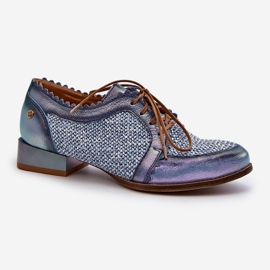 Pantofi Damă Cu șireturi Piele Naturală Maciejka 06452-06 Albastru 3