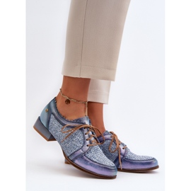 Pantofi Damă Cu șireturi Piele Naturală Maciejka 06452-06 Albastru 4