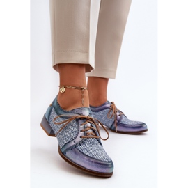 Pantofi Damă Cu șireturi Piele Naturală Maciejka 06452-06 Albastru 5