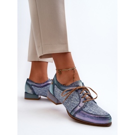Pantofi Damă Cu șireturi Piele Naturală Maciejka 06452-06 Albastru 7