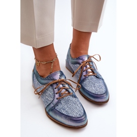 Pantofi Damă Cu șireturi Piele Naturală Maciejka 06452-06 Albastru 8