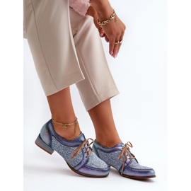 Pantofi Damă Cu șireturi Piele Naturală Maciejka 06452-06 Albastru 2