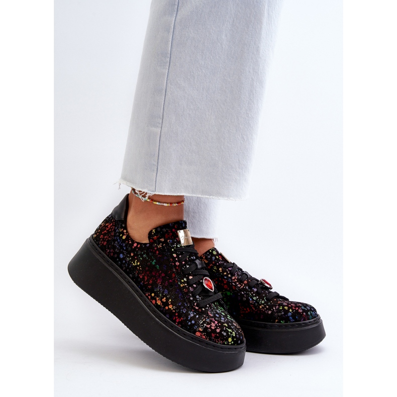 Adidași cu platformă din piele Maciejka 6191S-01 Negri multicolor 2