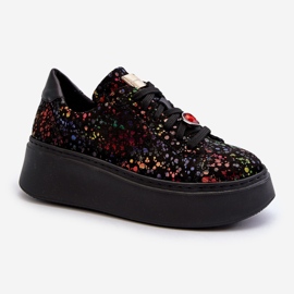 Adidași cu platformă din piele Maciejka 6191S-01 Negri multicolor 1