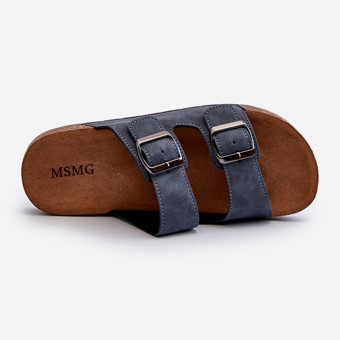 Flip-flops pentru bărbați cu talpă din plută, bleumarin Rosawia albastru 1