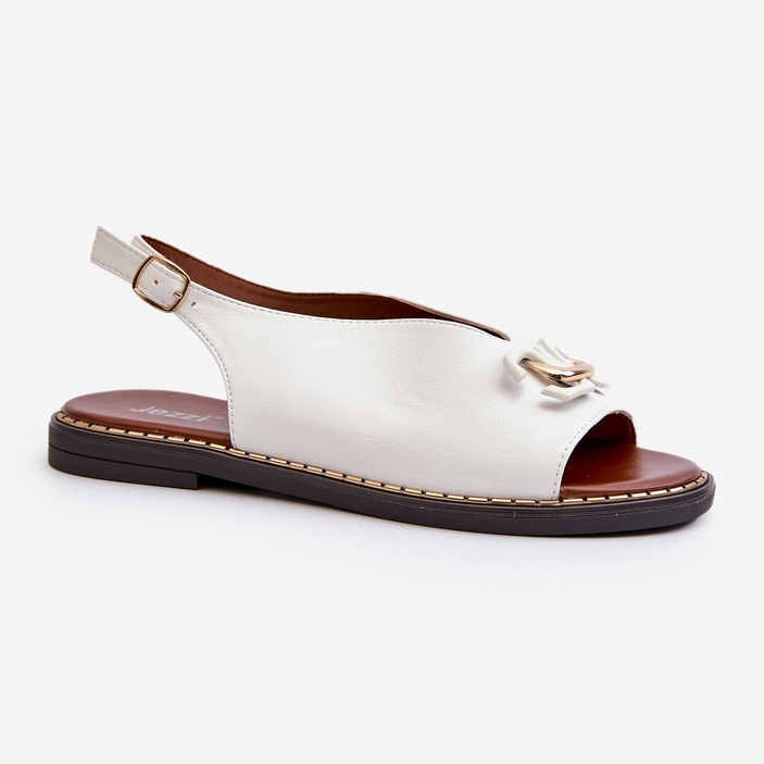Sandale Dama Toc Plat Cu Decorat, Loraeleh Alb 1