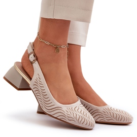 Pompi cu toc inalt Beige Block Gemifa bej 9