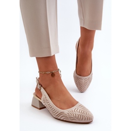 Pompi cu toc inalt Beige Block Gemifa bej 6