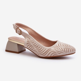 Pompi cu toc inalt Beige Block Gemifa bej 1