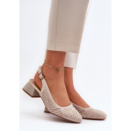Pompi cu toc inalt Beige Block Gemifa bej 2