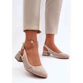 Pompi cu toc inalt Beige Block Gemifa bej 3