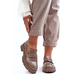 Diamantique Mocasini plat bej patentat 1